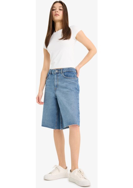 Yüksek Bel Jean Bermuda Şort E1603AX25SM fiyatları