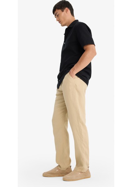 %100 Keten Relax Fit Rahat Kesim Düz Paça Yazlık Beyaz Pantolon fırsatları