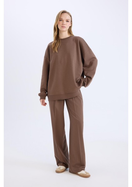 Klasik Kumaş Palazzo Pantolon Wide Leg Geniş Bol Paça Çift Cepli Yüksek Bel Standart Boy Basic Düz D4360AX25SP indirimleri