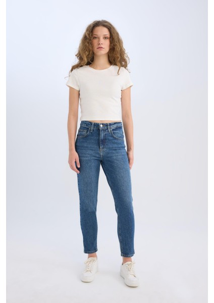 Lina Comfort Fit Yüksek Bel Bilek Boy Jean Yıkamalı Pantolon E3440AXNS modelleri