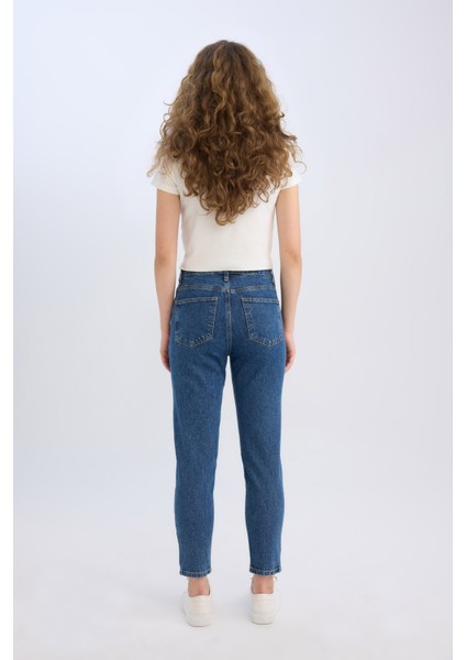 Lina Comfort Fit Yüksek Bel Bilek Boy Jean Yıkamalı Pantolon E3440AXNS