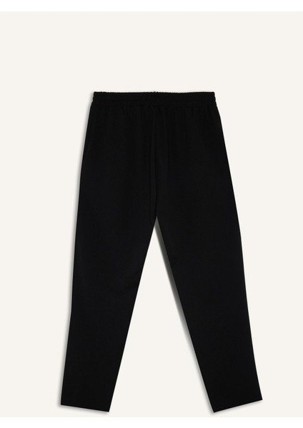 Krep Pantolon Carrot Fit Basic Düz Beli Lastikli Dar Paça Cepli D5950AX24WN