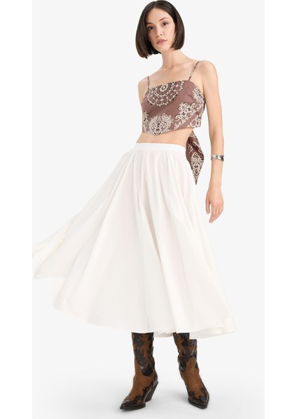 Afra x Defacto A Kesim Normal Bel Astarlı Poplin Maxi ETEK F7388AX25SM