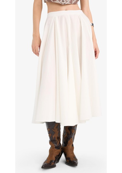 Afra x Defacto A Kesim Normal Bel Astarlı Poplin Maxi ETEK F7388AX25SM
