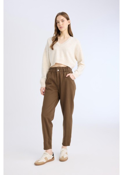 Paperbag Beli Lastikli Bilek Boy Jean Pantolon modelleri