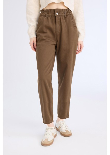 Paperbag Beli Lastikli Bilek Boy Jean Pantolon fırsatları