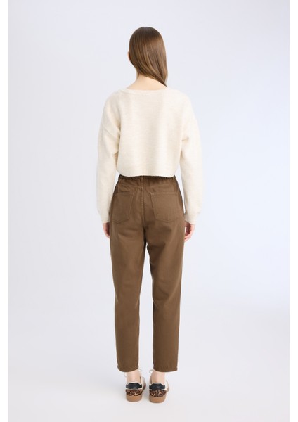 Paperbag Beli Lastikli Bilek Boy Jean Pantolon