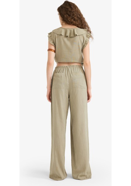 Wide Leg Çift Cepli Normal Bel Standart Boy Pantolon D1009AX25SP