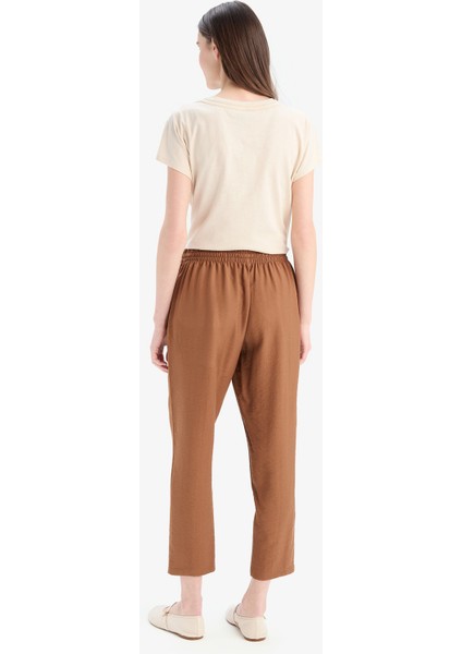 Lastikli Bel Bağcıklı Basic Düz Paça Jogger Pantolon D2573AX25SP