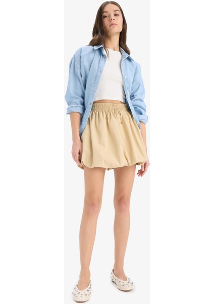 Balloon Fit Yüksek Bel Tafta Terry Cotton Mini Etek E6715AX25SP fırsatları