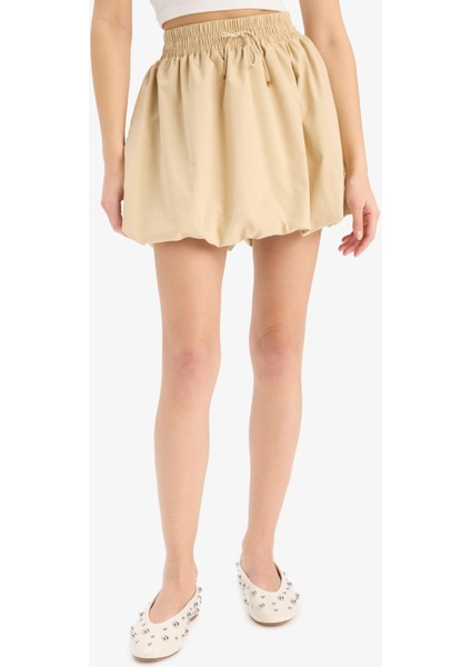 Balloon Fit Yüksek Bel Tafta Terry Cotton Mini Etek E6715AX25SP