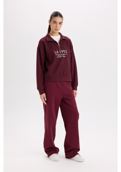 Straight Fit Beli Lastikli Cepli Yüksek Bel Kalın Basic Düz Eşofman Altı B8571AX24WN fiyatları