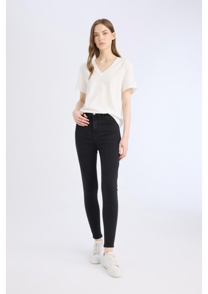 Jegging Yüksek Bel Bilek Boy Dar Paça Basic Düz Jean Pantolon B7498AX25SP