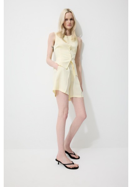 Yüksek Bel Keten Karışımlı Şort F0005AX25SM fiyatları