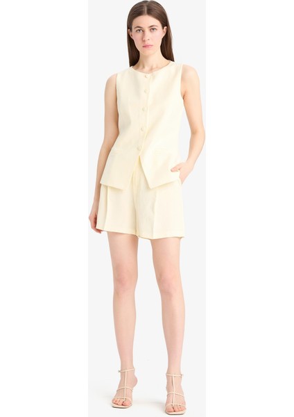 Yüksek Bel Keten Karışımlı Şort F0005AX25SM modelleri