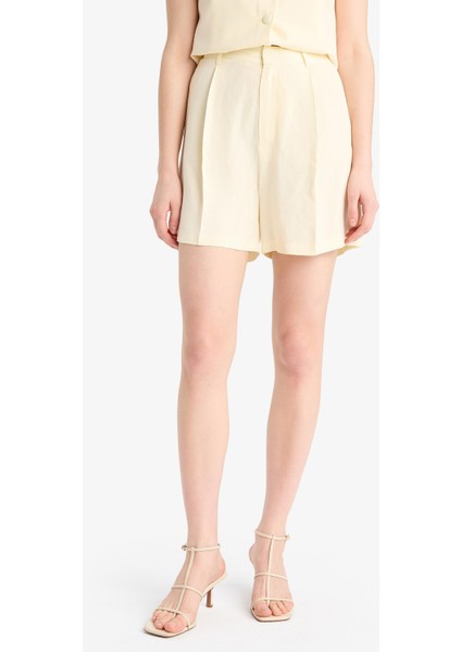 Yüksek Bel Keten Karışımlı Şort F0005AX25SM