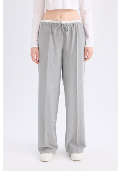 Wide Leg Kumaş Pantolon Normal Bel Geniş Cepli Pensli Bol Paça E2470AX24WN fırsatları
