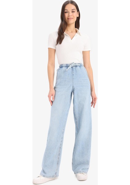 Yüksek Bel Geniş Paça Uzun Yumuşak Jean Pantolon E1703AX25SM