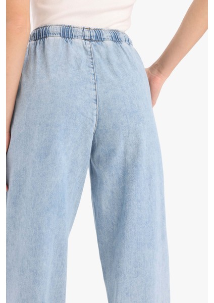Yüksek Bel Geniş Paça Uzun Yumuşak Jean Pantolon E1703AX25SM