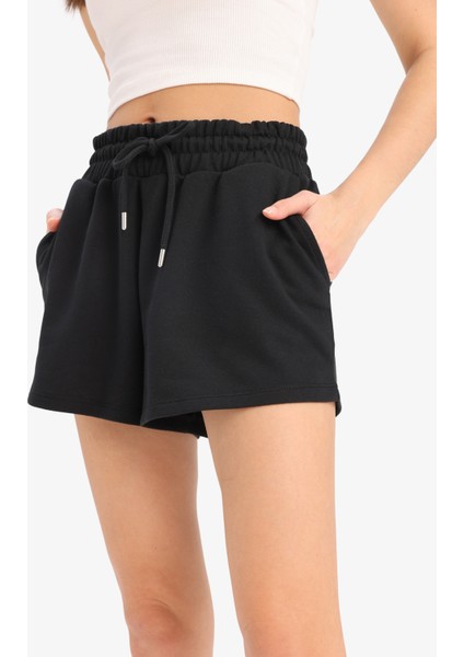 Relax Fit Beli Lastikli Bağcıklı Bermuda Şort E9686AX25SM