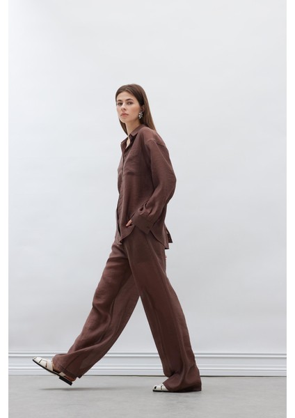 Straight Fit Modal Kumaş Palazzo Pantolon Yüksek Bel Uzun Boy E9103AX25SM fiyatları