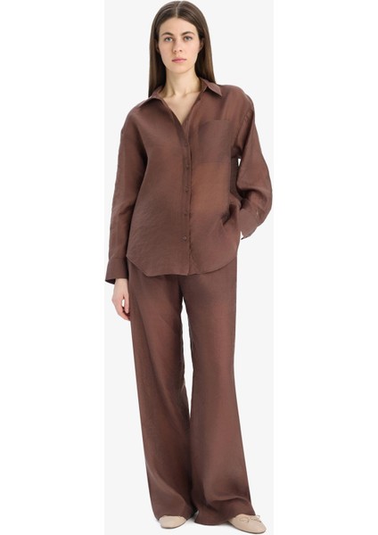 Straight Fit Modal Kumaş Palazzo Pantolon Yüksek Bel Uzun Boy E9103AX25SM indirimleri