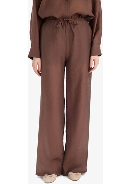 Straight Fit Modal Kumaş Palazzo Pantolon Yüksek Bel Uzun Boy E9103AX25SM
