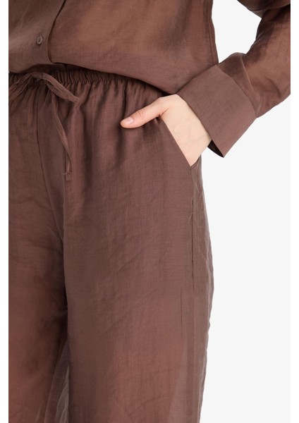 Straight Fit Modal Kumaş Palazzo Pantolon Yüksek Bel Uzun Boy E9103AX25SM