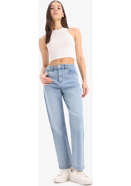 Mary Vintage Straight Fit Yüksek Bel Düz Paça Jean Kar Yıkamalı Pantolon D7977AX25SP fiyatları