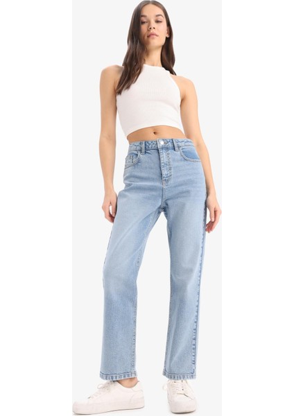 Mary Vintage Straight Fit Yüksek Bel Düz Paça Jean Kar Yıkamalı Pantolon D7977AX25SP modelleri