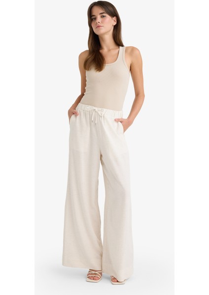 Wide Leg Keten Karışımlı Pantolon Yüksek Bel Uzun Boy Geniş Paça E6408AX25SM modelleri