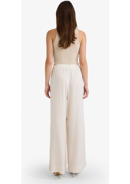 Wide Leg Keten Karışımlı Pantolon Yüksek Bel Uzun Boy Geniş Paça E6408AX25SM
