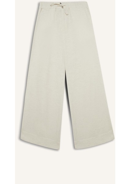 Wide Leg Keten Karışımlı Pantolon Yüksek Bel Uzun Boy Geniş Paça E6408AX25SM