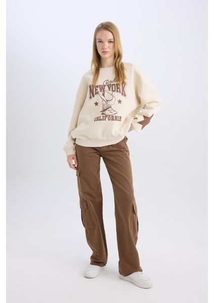 Straight Fit Gabardin Pantolon Kargo Cepli Normal Bel Düz Paça D3762AX24AU fiyatları