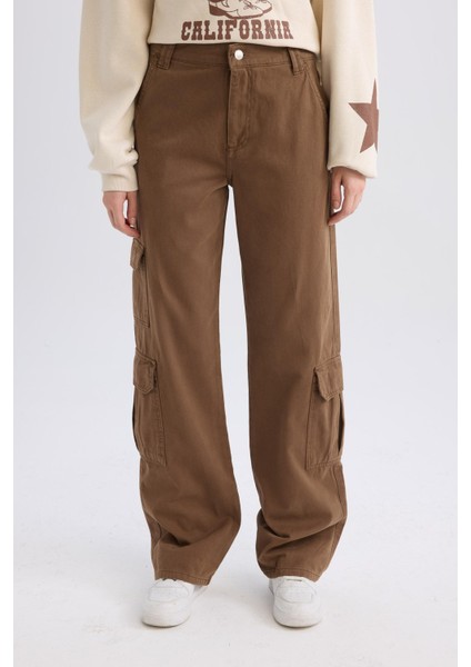 Straight Fit Gabardin Pantolon Kargo Cepli Normal Bel Düz Paça D3762AX24AU indirimleri