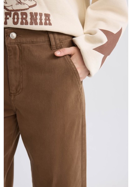 Straight Fit Gabardin Pantolon Kargo Cepli Normal Bel Düz Paça D3762AX24AU