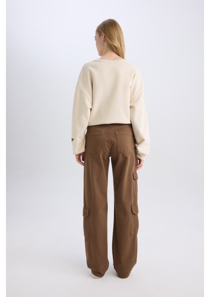 Straight Fit Gabardin Pantolon Kargo Cepli Normal Bel Düz Paça D3762AX24AU