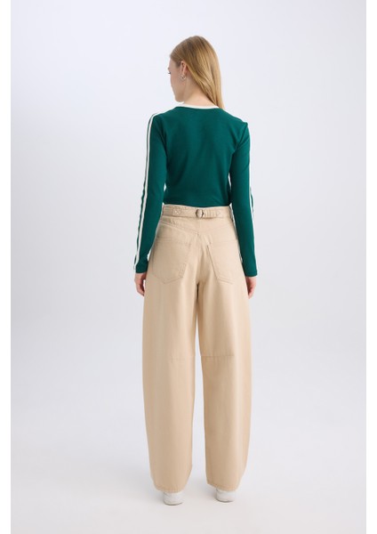 Coool Gabardin Pantolon Baggy Fit Normal Bel Cepli Basic Düz D3761AX24AU