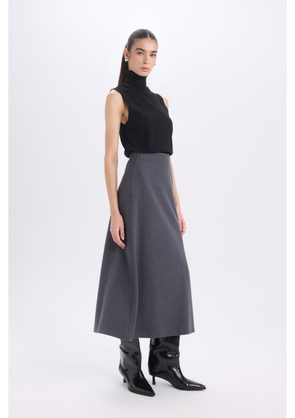A Kesim Esnek Belli Basic Düz Normal Bel Maxi Etek fiyatları