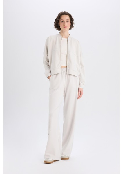 Wide Leg İnce Eşofman Altı Basic Düz Cepli Beli Lastikli Soft Touch Geniş Bol Paça E5818AX25SP