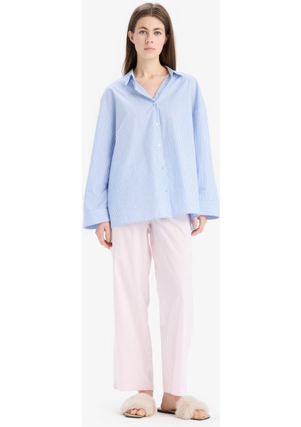 Uzun Boy Poplin Pijama Altı-Fall in Love E5769AX25SP