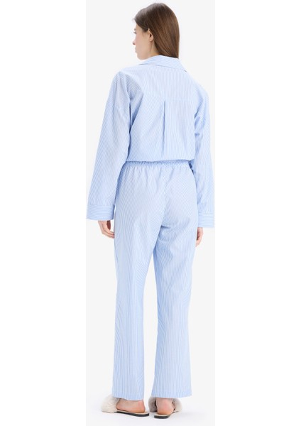 Çizgili Uzun Boy Poplin Pijama Altı-Fall in Love E5769AX25SP