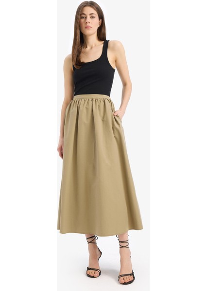 A Kesim Normal Bel Yarım Astar Poplin Midi Etek E8700AX25SP indirimleri