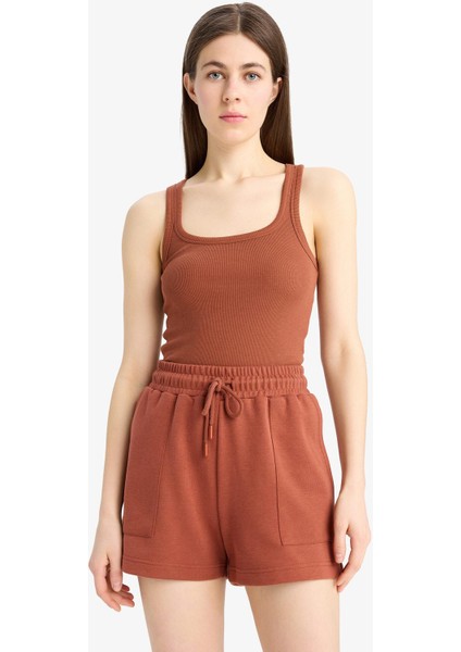 Regular Fit Beli Bağcıklı Cepli Şort D3327AX25SP fırsatları