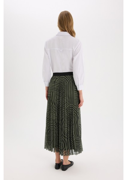 Pilise Desenli Şifon Maxi Etek