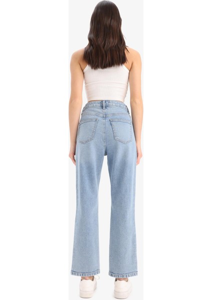 Mary Vintage Straight Fit Yüksek Bel Düz Paça Jean Kar Yıkamalı Pantolon D7977AX25SP