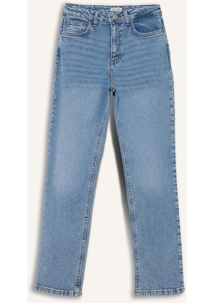 Mary Vintage Straight Fit Yüksek Bel Düz Paça Jean Kar Yıkamalı Pantolon D7977AX25SP