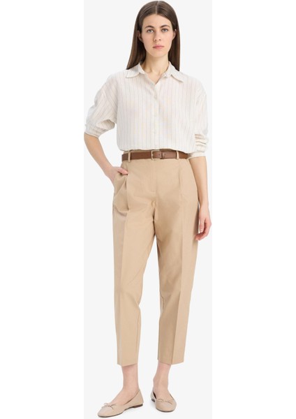 Carrot Fit Gabardin Kumaş Pantolon Kemerli Yüksek Bel Kısa Paça D2732AX25SP fiyatları