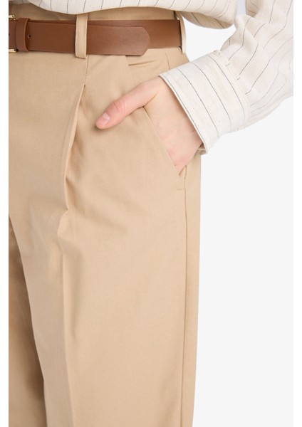 Carrot Fit Gabardin Kumaş Pantolon Kemerli Yüksek Bel Kısa Paça D2732AX25SP indirimleri