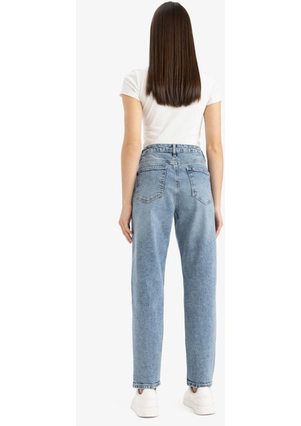 Lina Comfort Mom Normal Bel Düz Paça Jean Kar Yıkamalı Pantolon D8209AX25SP
